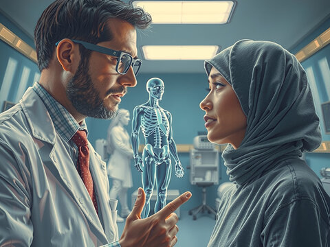 AI-Powered Medical Consultation: Doctor Explains Anatomy via Hologram to Patient