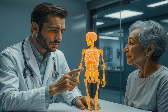 AI-Powered Medical Consultation: Doctor Explains Anatomy via Hologram to Patient