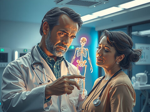 AI-Powered Medical Consultation: Doctor Explains Anatomy via Hologram to Patient