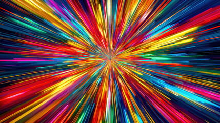 abstract radial burst of neon streaks converging center high energy 3D vector illustration concept scene visual for commercial design use high detail quality stock image illustration concept scene vis