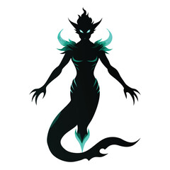 Fototapeta premium Ethereal Mermaid Silhouette with Teal Glow