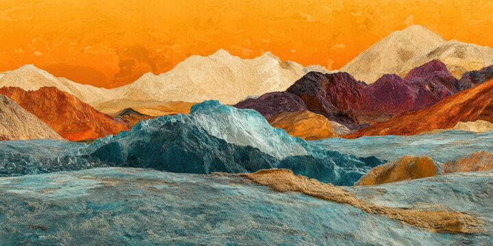 Colorful Mountain Landscape Painting - Powered by Adobe