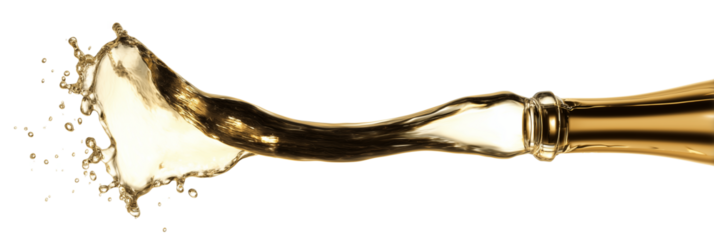 Golden champagne splash from bottle