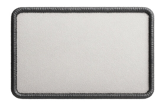 Blank rectangular fabric patch with stitched border on.