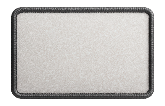 Blank rectangular fabric patch with stitched border on.