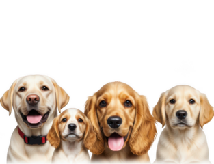 Adorable puppy portraits showcase diverse breeds, perfect for pet-themed projects, heartwarming ads, and delightful social media marketing campaigns