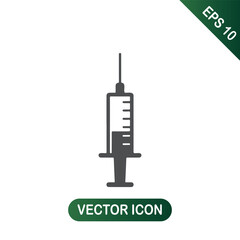 Medical syringe icon for vaccination and healthcare