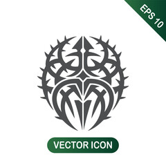 Tribal Symbol with Thorns Bold Vector Icon