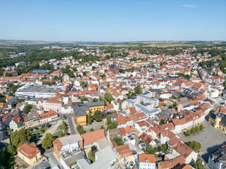 aerial view of the old town Apolda city in Thuringia East Germany horizontal