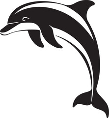 Playful Dolphin Silhouette: A sleek, stylized silhouette of a dolphin leaps with grace, symbolizing freedom and the wonders of the marine world. The graphic embodies the spirit of the ocean.