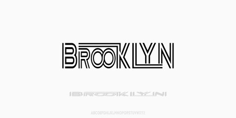 Brooklyn is a geometric inline display typeface with stacked multi-line art-deco styling — ideal for logos, retro headlines, posters, packaging, and modern vintage branding.