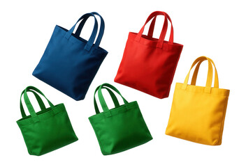 Reusable tote bags in various colors on.