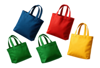 Reusable tote bags in various colors on.