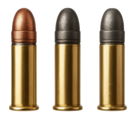 Three.22 rimfire cartridges of different sizes side by side.
