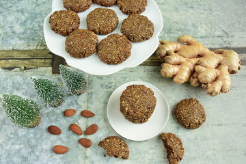 Ginger molasses almond Christmas cookies