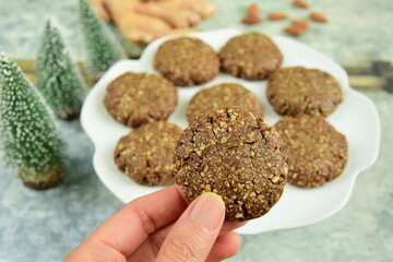 Ginger molasses almond Christmas cookies