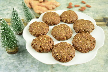 Ginger molasses almond Christmas cookies