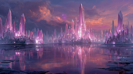 Obraz premium Crystal formations reflecting in calm water