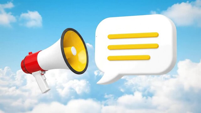 Floating speech bubble in a serene blue sky invites your message to stand out, perfect for dreamlike announcements or social media updates