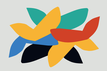Vector Abstract art and collage with primary color. Trendy simple and minimalist modern art. For print and poster. Matisse and Bauhaus vibe.