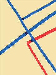 Vector set Balanced forms and Abstract Shapes with Primary Colors. Abstract Modernism Painting with Volume.  Bauhaus and Kandinsky vibe. For Print and Poster.