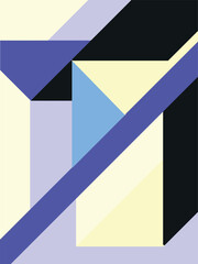 Vector set of Colorful abstract neoplasticism and cubism art style. Painting with primary color in Mondrian style with straight and regular line. For print and wall art.