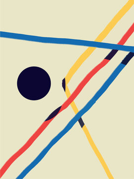 Vector set Balanced forms and Abstract Shapes with Primary Colors. Abstract Modernism Painting with Volume.  Bauhaus and Kandinsky vibe. For Print and Poster.