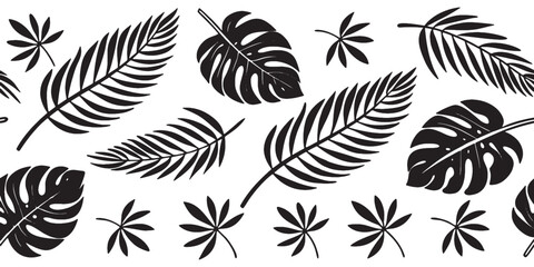 Fototapeta premium Elegant tropical leaves in a seamless pattern, perfect for modern design projects and creating a vibrant aesthetic