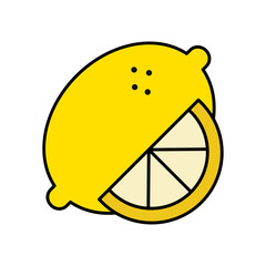 Lemon Fruit Lineal Color Icon: Citrus and Fresh Produce