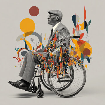 Inclusivit&agrave; body positivity, disabilit&agrave;, sedia a rotelle, inclusione, accessibilit&agrave;, anziano, terza et&agrave;, uomo, ritratto, profilo laterale, dignit&agrave;, resilienza, empowerment, mobilit&agrave; ridotta, assistenz