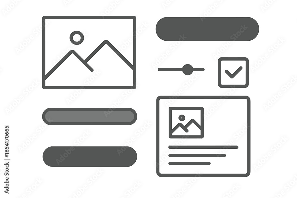 Poster abstract ui elements and interface design components for modern web and app development