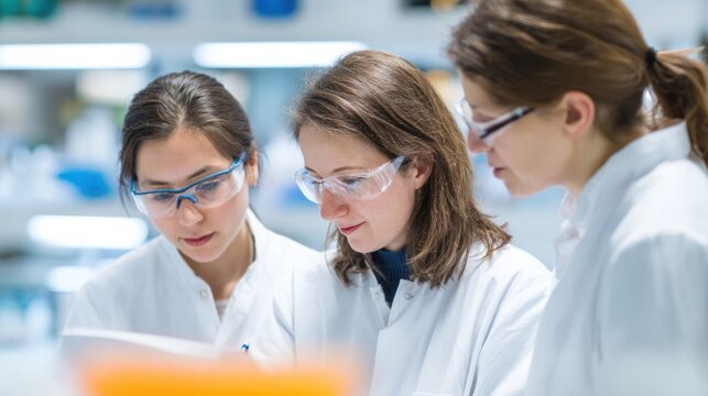 Scientific collaboration among researchers in laboratory study environment close-up view empowering innovation