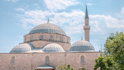 Stunning mosque with domes and minaret
