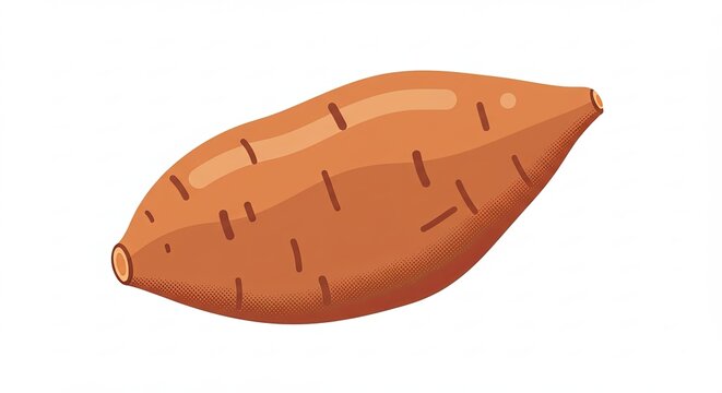 Sweet Potato Isolated on White, Orange Vegetable Icon Style - Powered by Adobe