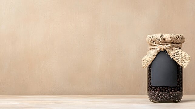 Dark liquid in a glass bottle with burlap and twine tie