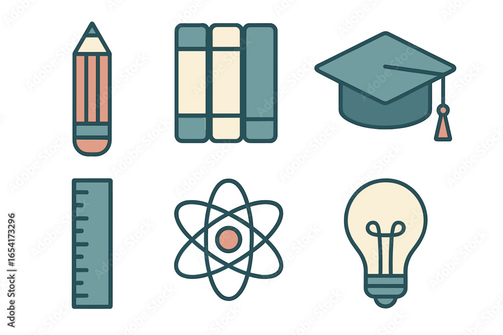 Poster vector icons symbolizing learning and creativity