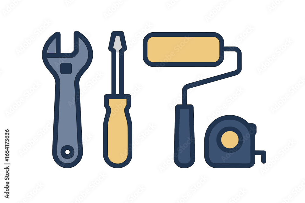 Poster essential tools for diy projects in a modern design style