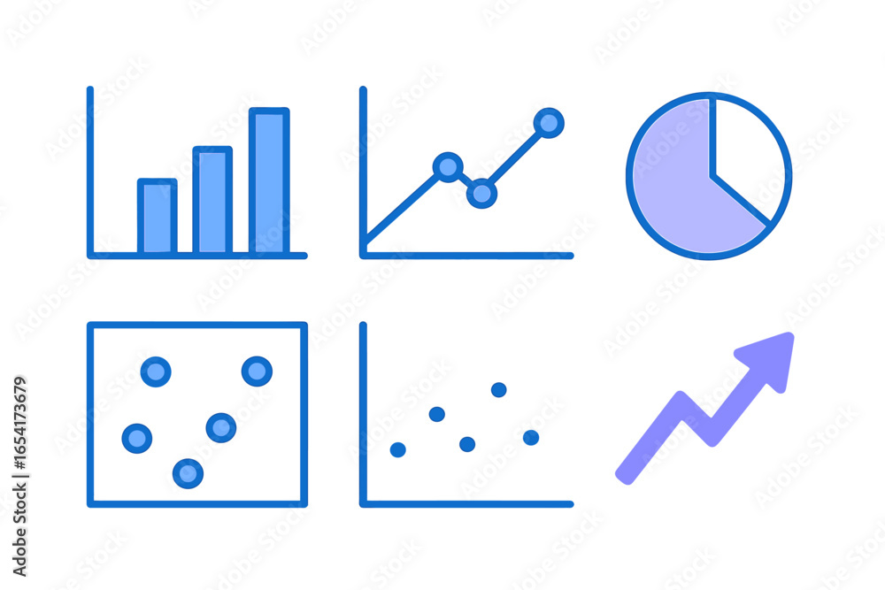 Poster vector graphics showing different data visualization styles
