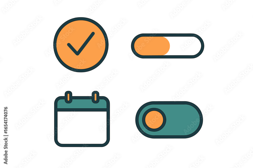Poster design elements for modern web and app interfaces with checkmarks