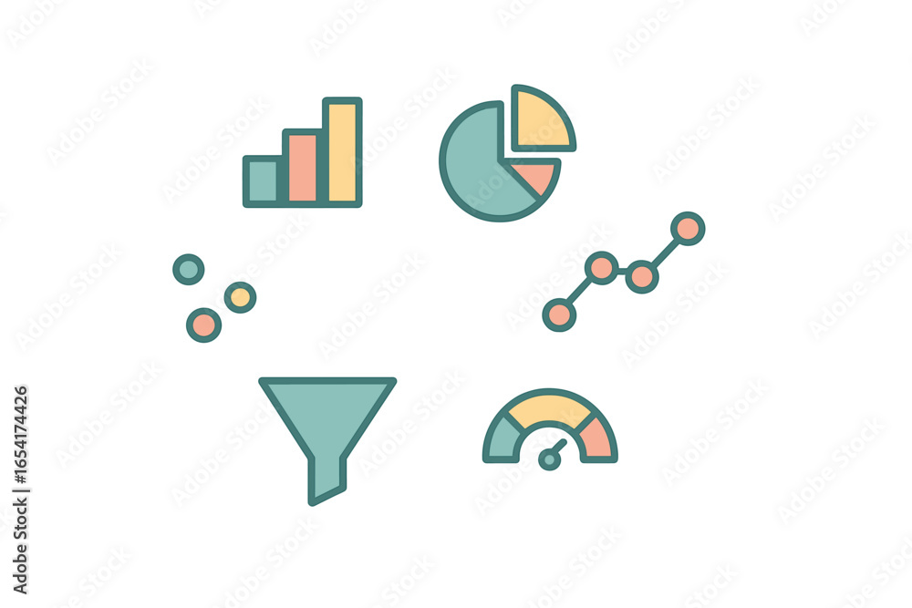 Poster visual representation of data analysis concepts in vector style