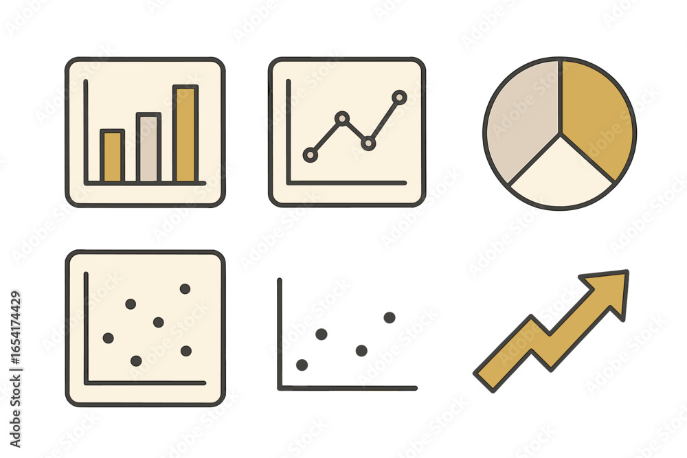 Poster various vector illustrations of data visualizations and graphs