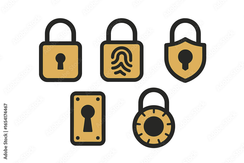 Poster innovative security icons representing modern access control methods