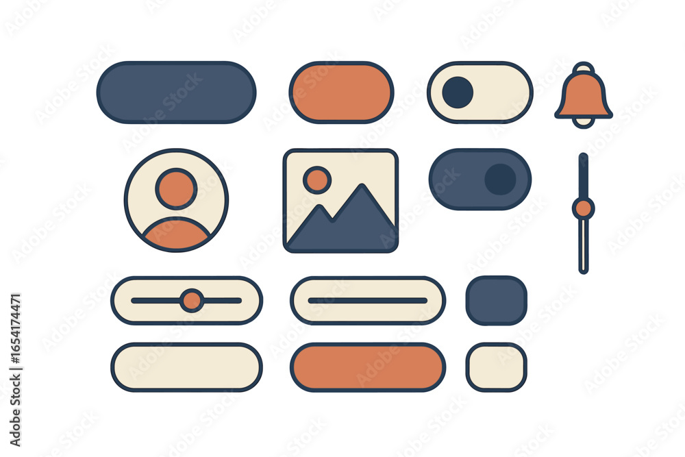 Poster user interface elements in a modern vector style design