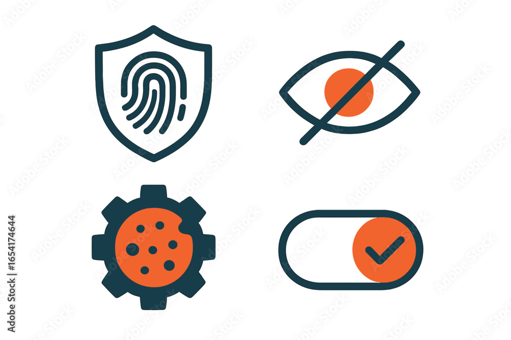 Aufkleber security and privacy elements in flat vector design