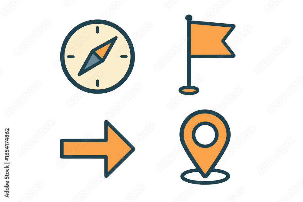 Aufkleber directional icons representing navigation and location concepts