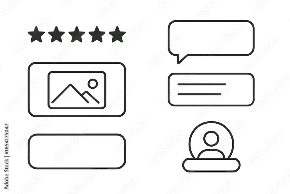 Poster vector ui illustration with review and comment features