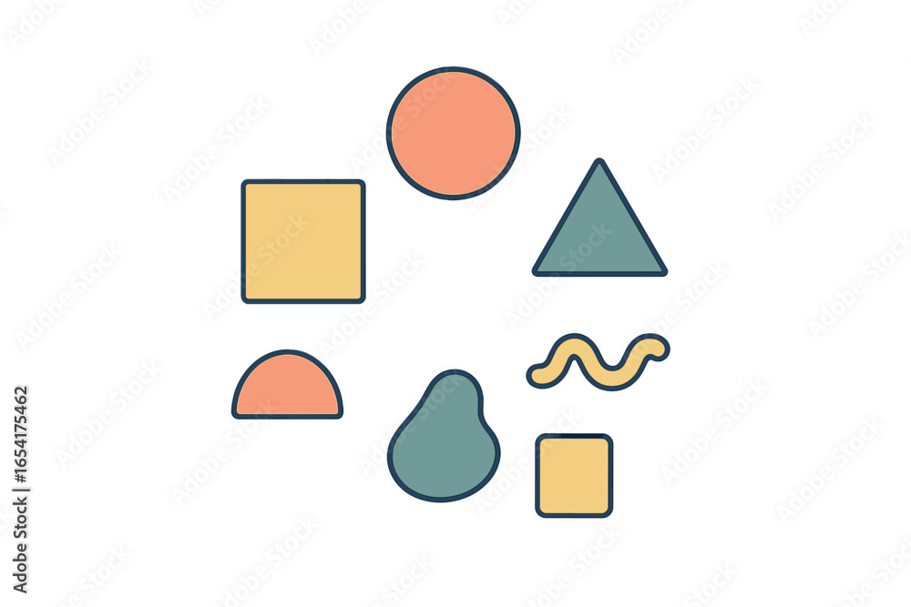 Poster Geometric shapes and forms in soft colors for design