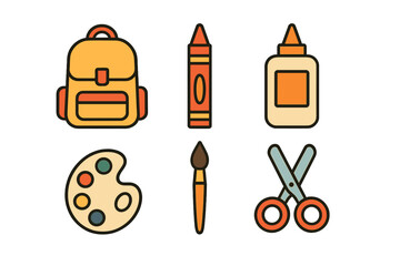 Naklejka na ściany i meble Creative school supplies for young learners in vibrant colors