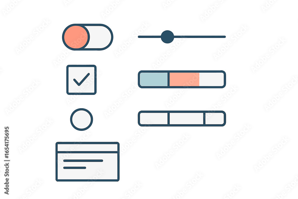 Poster modern user interface elements in flat design style for apps