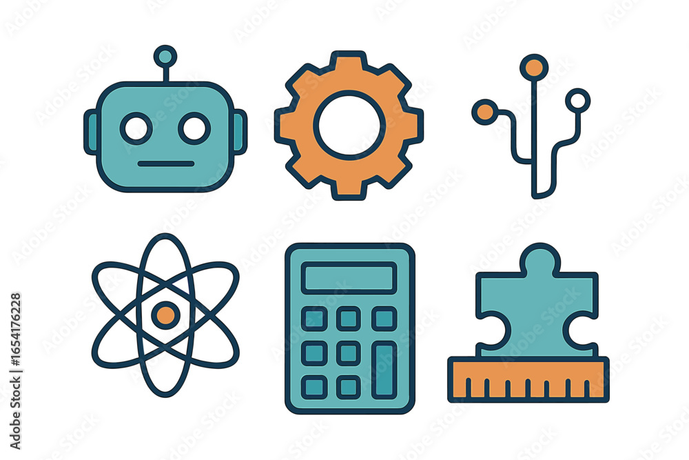 Poster modern technology icons representing automation and science concepts